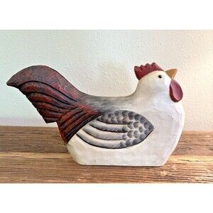 James Haddon Wooden Chicken Folk Art Hand Carved and Painted